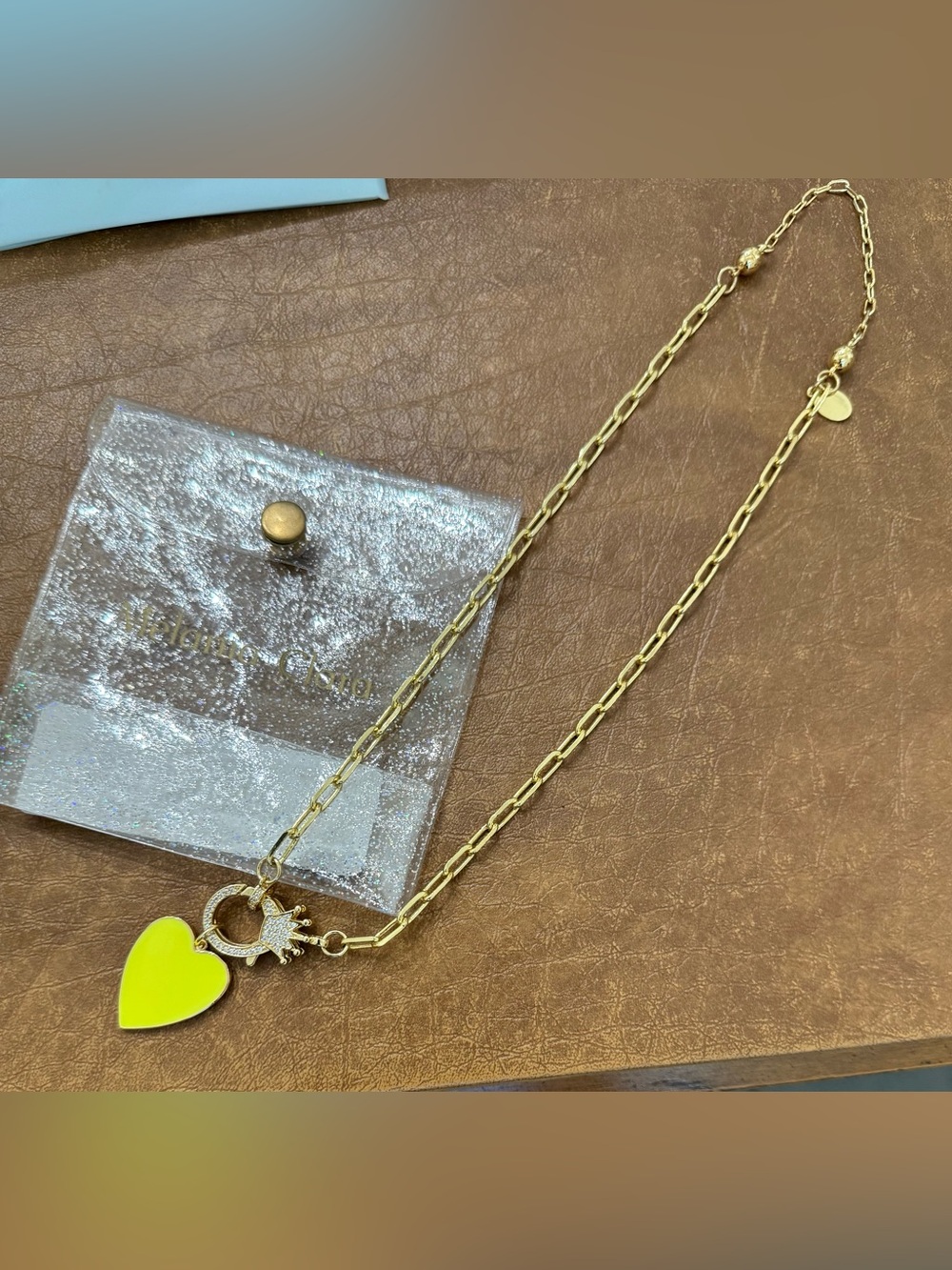 New! By Melania Clara - Pop Love Necklace- Gold Yellow!